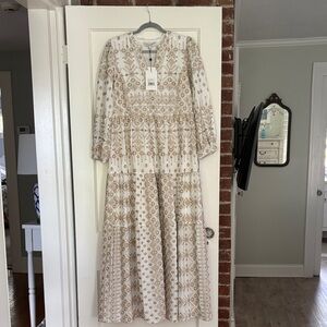Hale Bob Cream and Gold Long Sleeve Dress